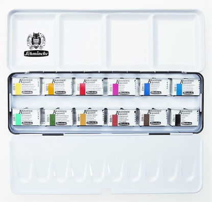 Εικόνα της AKADEMIE®  Aquarell metal set 12 x1/1 pans.