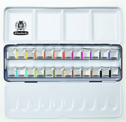 Εικόνα της AKADEMIE® Aquarell metal set 24 x1/2 pans.