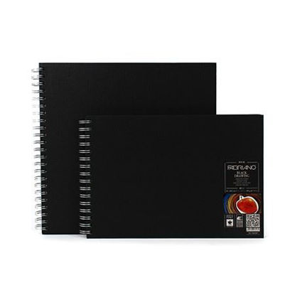 Εικόνα της Fabriano Black Drawing Book σπιράλ μαύρα φύλλα, 190gr