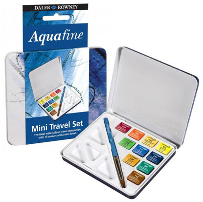 Εικόνα της Aquafine Watercolour Set 10 Half Pan, 1 brush & 1 palette