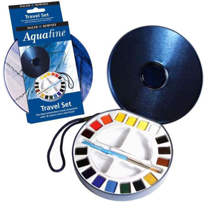 Picture of Aquafine Watercolour Set 18 Half Pan, 1 brush & 1 palette