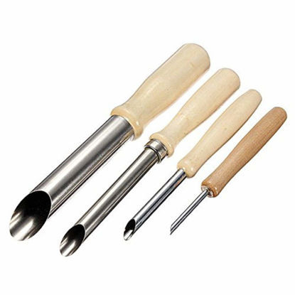 Picture of Hole Cutter Puncher Stainless Steel And Wood Circular Pottery & Ceramic Tool, 4 pcs set